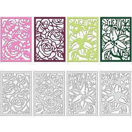 GLOBLELAND 4pcs Flower Frame Metal Cutting Dies Lily Rose Flower Die Cuts for DIY Scrapbooking Christmas Birthday Wedding Cards Making Album Envelope Decoration,Matte Platinum