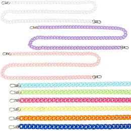 PandaHall Elite 9 Stands Acrylic Curb Chains Candy Colors Acrylic Purse Strap with 18pcs Swivel Snap Hook for DIY Chunky Bag Replacement Chain Tote Pouche Crossbody Bag Trouser Chain, 1m/39.37" Long