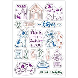 GLOBLELAND Lucky Dog Clear Stamps Transparent Silicone Stamp Puppy for Card Making Decoration and DIY Scrapbooking