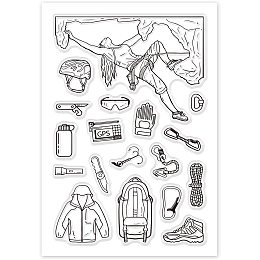 GLOBLELAND Climbing Theme Clear Stamps Climbing Equipment Silicone Stamp for Card Making Decoration and DIY Scrapbooking