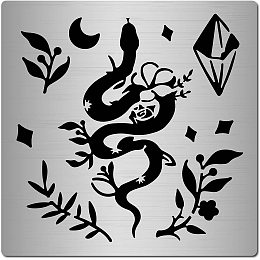 CREATCABIN Snake Metal Stencils Die Cuts Plaques Cutting Dies Plant Leaves for Painting Moon Star DIY Scrapbooking Craft Photo Album Decorative Embossing Wood Burning Paper Card Making 6.3 x 6.3 Inch