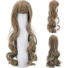 Arricraft 7.6" Doll Hair Wigs, Saddle Brown Long Wavy Curly Wig BJD Doll Hair Wefts Handmade Hair Replacement Wig for DIY Girl Makings Accessories