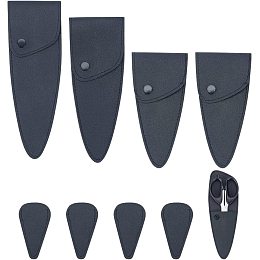BENECREAT 8Pcs PU Leather Shear Tip Protective Covers, 4 Sizes Black Sheath Safety Leather Sewing Shear Cover Protector for Storing Shears Needles