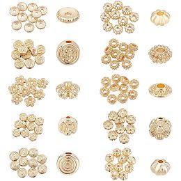 BENECREAT 100 Pcs Real 14K Gold Plated Beads, 10 Styles Flower Shaped Alloy Beads，Alloy Spacer Bead Flowers for Jewelry Crafting, DIY Crafts, Clothing Accessories