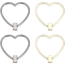 PandaHall Elite 4Pcs 2 Colors Heart Alloy Bag Handle 3 x 3.6 Inch Purse Handle Frame Metal Bag Handles Replacement DIY Hardware Decorative Accessories for DIY Purse Handbag Making, Gunmetal/Light Gold