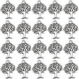 SUNNYCLUE 1 Box 100Pcs Small Tree of Life Charms Silver Tree Charm Bulk Tibetan Style Alloy Pendants Mini Metal Plant Lucky Charm for Jewelry Making Charms Supplies DIY Bracelet Earring Women Adult