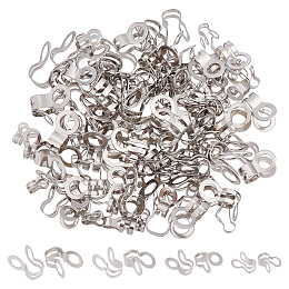 UNICRAFTALE About 120pcs Stainless Steel Bead Tips 7.5~15mm Double Ring Style Link Loop Connection for Ball Chains Clamshell Knot Cover Metal Open Clamp Knot Tips for Jewelry Making