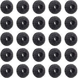 NBEADS About 50 Pcs 15.5mm Lava Beads, Natural Black Large Hole European Beads Rondelle Loose Lava Gemstone Beads for Jewelry Making