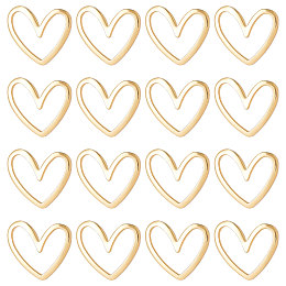 Beebeecraft 1 Box 30Pcs 18K Gold Plated Heart Links Love Heart Hollow Frames Bezel Connector 11.5x13x1mm for Earring Necklace Jewelry Making