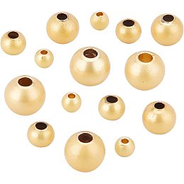 BENECREAT 240Pcs 18K Gold Plated Brass Beads 4 Mixed Size Matte Color Round Spacer Beads for Bracelet Necklace, Jewelry Making, Tarnish Resistant (3mm-6mm)