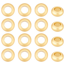 DICOSMETIC 30Pcs Matte Brass Bead Frame, Long-Lasting Plated, Rondelle, Real 18K Gold Plated, 11x5mm, Hole: 1.2mm, Inner Diameter: 6mm