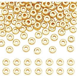 PandaHall Elite 200pcs 5mm Flat Disc Spacer Beads 18K Gold Beads Rondelle Beads Heishi Beads Loose Beads Metal Spacers for Heishi Clay Beads Summer Stackable Necklace Bracelet Jewelry Making