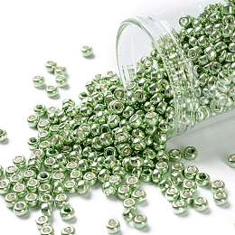 TOHO Round Seed Beads, Japanese Seed Beads, (560) Galvanized Kiwi, 8/0, 3mm, Hole: 1mm, about 1110pcs/50g