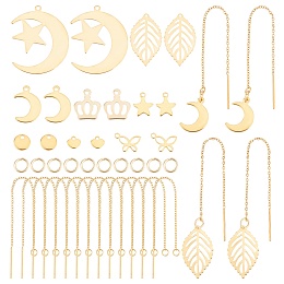 DICOSMETIC 16Pcs 8 Styles Stainless Steel Threader Earrings Golden Minimalist Curved Threader Dangle Drop Earrings Tassel Chain Earrings Set for DIY Earring of Jewelry Making