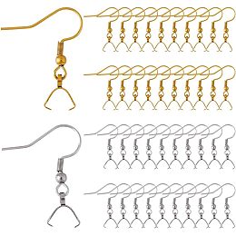 DICOSMETIC 40Pcs 2 Colors Earring Hooks with Pinch Bails Golden French Earring Hooks Ball Dots Ear Wires Ear Ball Hooks with Pendant Clasp Stainless Steel Earring for DIY Earring Making, Pin: 0.7mm