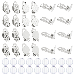 UNICRAFTALE 60pcs Clip-on Earring Findings DIY Earring Clip 304 Stainless Steel Clip-on Earring Converter Flat Round Tray Non-Pierced Earrings with Silicone Earring Pads for DIY Earring Making