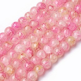 Honeyhandy Spray Painted Glass Beads Strands, Round, Colorful, 8~8.5mm, Hole: 1.5mm, about 100pcs/strand, 31.1 inch(79cm)