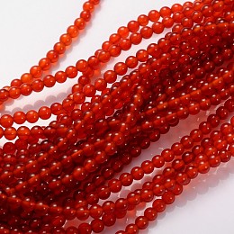 Honeyhandy Gemstone Beads Strands, Natural Carnelian, Dyed, Round, 4mm, Hole: 0.8mm, about 94pcs/strand, 15~16 inch