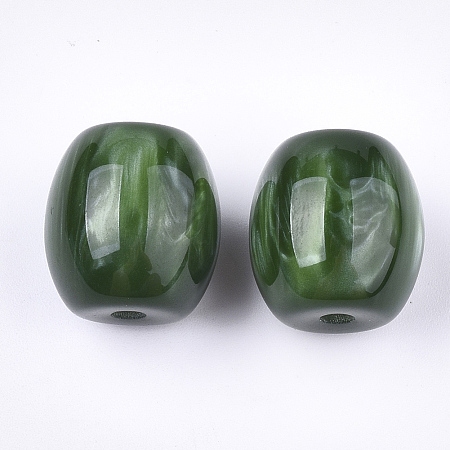 Honeyhandy Resin Beads, Imitation Gemstone, Oval, Dark Green, 17~17.5x16mm, Hole: 3mm