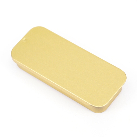Olycraft Empty Slide Top Tinplate Box, for Lip Balm, Crafts, Rectangle, Matte Gold Color, 8x3.4x1.25cm, Inner Size: 7.5x3cm