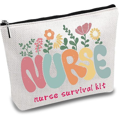 CREATCABIN Nurse Survival Kit Bag Cosmetic Multi-Purpose Makeup Bag Canvas Pen Case Toiletry Funny Travel Bag With Zipper School Supplies Gifts For Nursing Student Practitioner Gift Christmas 10x7Inch