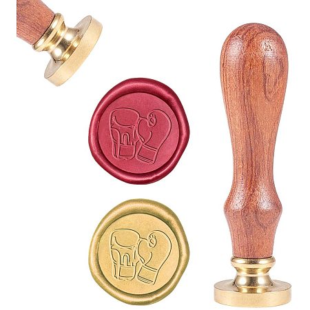 CRASPIRE Boxing Gloves Wax Seal Stamp, Wax Sealing Stamp Vintage Wax Seal Stamp Fancy Retro Wood Stamp Removable Brass Seal Wood Handle for Wedding Invitation Embellishment Bottle Decoration Gift Card