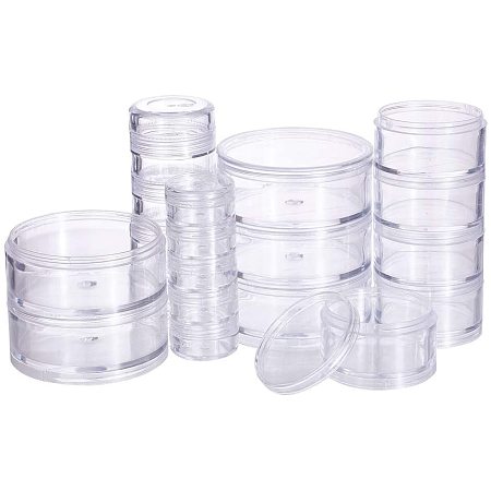 5 Layer Cylinder Stackable Bead Containers Plastic Round Clear Storage