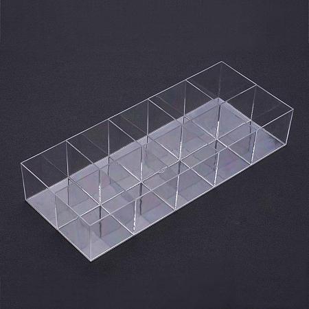 NBEADS 1 Pc Clear 10 Compartments Rectangle Plastic Bead Storage Containers, Jewelry Organizer Storage Display Case Without Caps for Jewelry, Tools and Small Items Craft