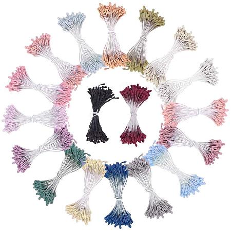 PH PandaHall 18 Bundles 18 Colors 2mm Pearl Flower Double Heads Stamens for Sewing Home Wedding Decor DIY Craft Making, 1800 Pcs/Set