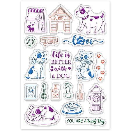 GLOBLELAND Lucky Dog Clear Stamps Transparent Silicone Stamp Puppy for Card Making Decoration and DIY Scrapbooking