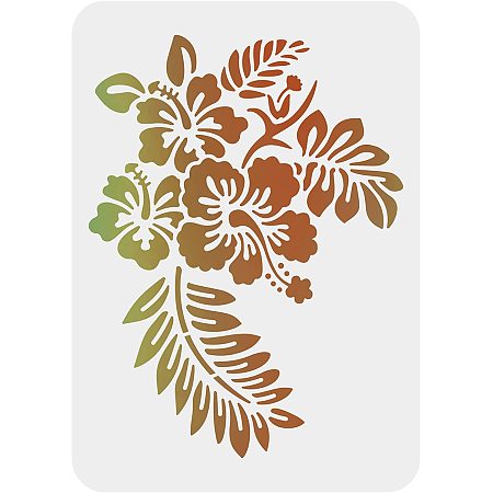 FINGERINSPIRE Flowers Leaf Stencil A4 Size Hawaii Flower Stencil Rectangle  Hibiscus Flowers Stencil Reusable DIY Stencil Template for Walls and Crafts  (Plastic) 