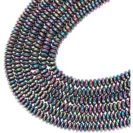 PandaHall Elite Hematite Beads, 534pcs Gemstone Loose Beads Rondelle Spacer Beads 6x2.5mm Non-Magnetic Purple Stone Beads for Bracelet Necklace Earrings Jewelry DIY Crafts Making
