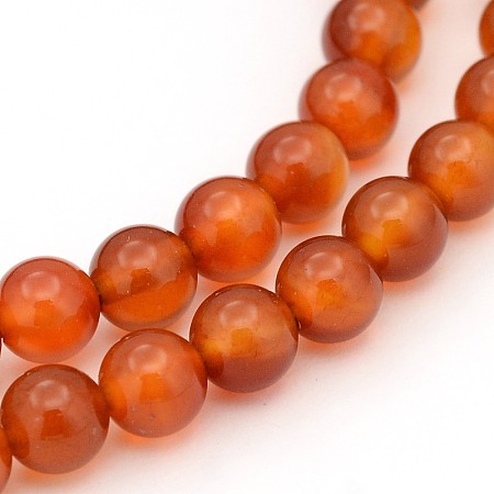 Honeyhandy Gemstone Beads Strands, Natural Carnelian, Dyed, Round, 6mm, Hole: 0.8mm, 15~16 inch