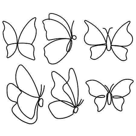 GORGECRAFT 6Pcs Metal Butterfly Wall Design Black Wall Sculptures Art Different Shapes Butterfly Elegant Nature Hanging Minimalist Wire for Indoor Outdoor Bathroom Living Room Bedroom