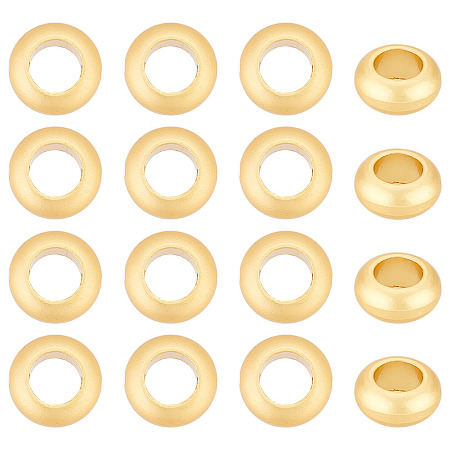 DICOSMETIC 30Pcs Matte Brass Bead Frame, Long-Lasting Plated, Rondelle, Real 18K Gold Plated, 11x5mm, Hole: 1.2mm, Inner Diameter: 6mm
