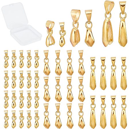 SUNNYCLUE 1 Box 120Pcs 3 Sizes Ice Pick Pinch Bails Pinch Clip Bail Clasps Charms Jewellery Findings Clasp Connectors for Earring Bracelet Necklace Jewelry Making Supplies Craft, Golden