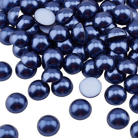 PandaHall Elite 80pcs Blue Pearl Cabochon 25mm Large Dome Cabochon Flatback Faux Pearl Beads for Crafts Scrapbooking Embellishment Shoes Wedding Dress DIY Phone Making