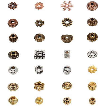 NBEADS Random Mixed Alloy Spacer Beads, About 120g Mixed Shape Tibetan Style Metal Jewellery Beads for DIY Crafts Making
