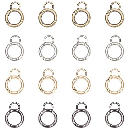 Arricraft 8 pcs 4 Colors Zinc Alloy Key Clasps Spring O Ring Round Karabiner Snap Clip Hook Trigger Spring Keyring Buckle for Bags Purses Keychain