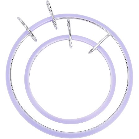 GORGECRAFT 2 Sizes Metal Spring Tension Embroidery Hoops Tension Cross Stich Hoop Set Circle Round Frame Art Craft for Sewing (4.7 inch, 6.6 inch)