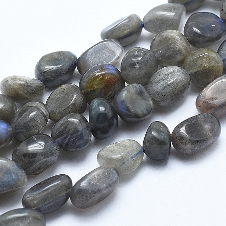 Natural Labradorite Beads Strands, Nuggets, 8~10mm, Hole: 0.8mm, about 30~35pcs/strand, 15.7 inch(40cm)