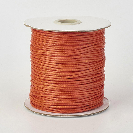 Honeyhandy Eco-Friendly Korean Waxed Polyester Cord, Coral, 1mm, about 169.51~174.98 Yards(155~160m)/Roll