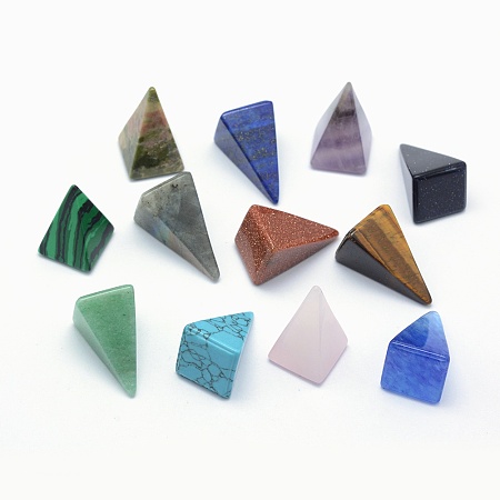 ARRICRAFT Natural & Synthetic Mixed Gemstone Beads, Pyramid, Undrilled/No Hole Beads, 25x14x14.5mm