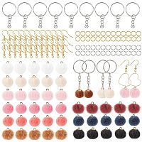 NBEADS 90 Pcs Pompom Balls Earring Making Kits, Bohemian Metallic Pompom Balls DIY Fluffy Charms with Jump Rings and Earring Hooks for Dangle Tassel Earrings Pendant Keychains Jewelry Making