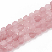 Honeyhandy Cherry Quartz Glass Beads Strands, Frosted, Round, 4mm, Hole: 1mm, about 96pcs/strand, 15.5 inch
