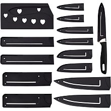 CHGCRAFT 13Pcs 7 Sizes Plastic Universal Knife Edge Guards Non-BPA Knife Sheath Black Knife Cover Sleeves Knife Protectors