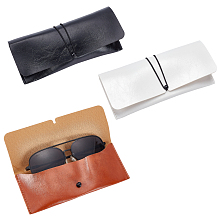 PandaHall Elite 3Pcs 3 Colors Portable PU Leather Glasses Cases, Multifunctional Storage Bag, for Eyeglass, Sun Glasses Protector, Rectangle, Mixed Color, 81x183x4mm, 1pc/color