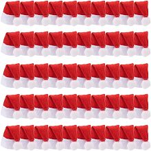 GOMAKERER 50 Pcs Mini Santa Wine Hats, Cloth Mini Christmas Bottle Hats Christmas Lollipop Candy Hats Party Supplies for DIY Crafts Wine Bottles Cover Home Christmas Decor