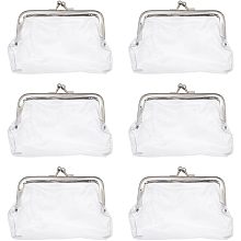 FINGERINSPIRE 6 Pcs Vintage Clear Coin Purse Metal Kiss Lock Change Pouch 4.5x3.7inch Transparent Waterproof PVC Coin Wallet Key Coin Earphone Holder Wallet Bag Organizer for Girls Woman