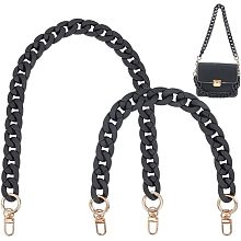 WADORN 2 Style Acrylic Purse Strap Chain, Flat Handbag Handle Replacement Black Tote Bag Decorative Chain Strap with Swivelr Clasp for DIY Clutch Underarm Bag Handbag Making Accessory Decoration